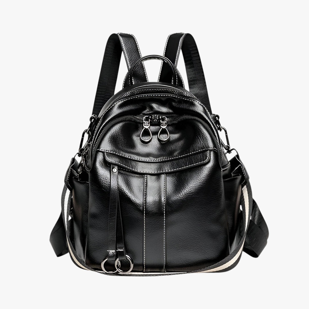 Retro Waxed-Look Water-Resistant PU Leather Backpack