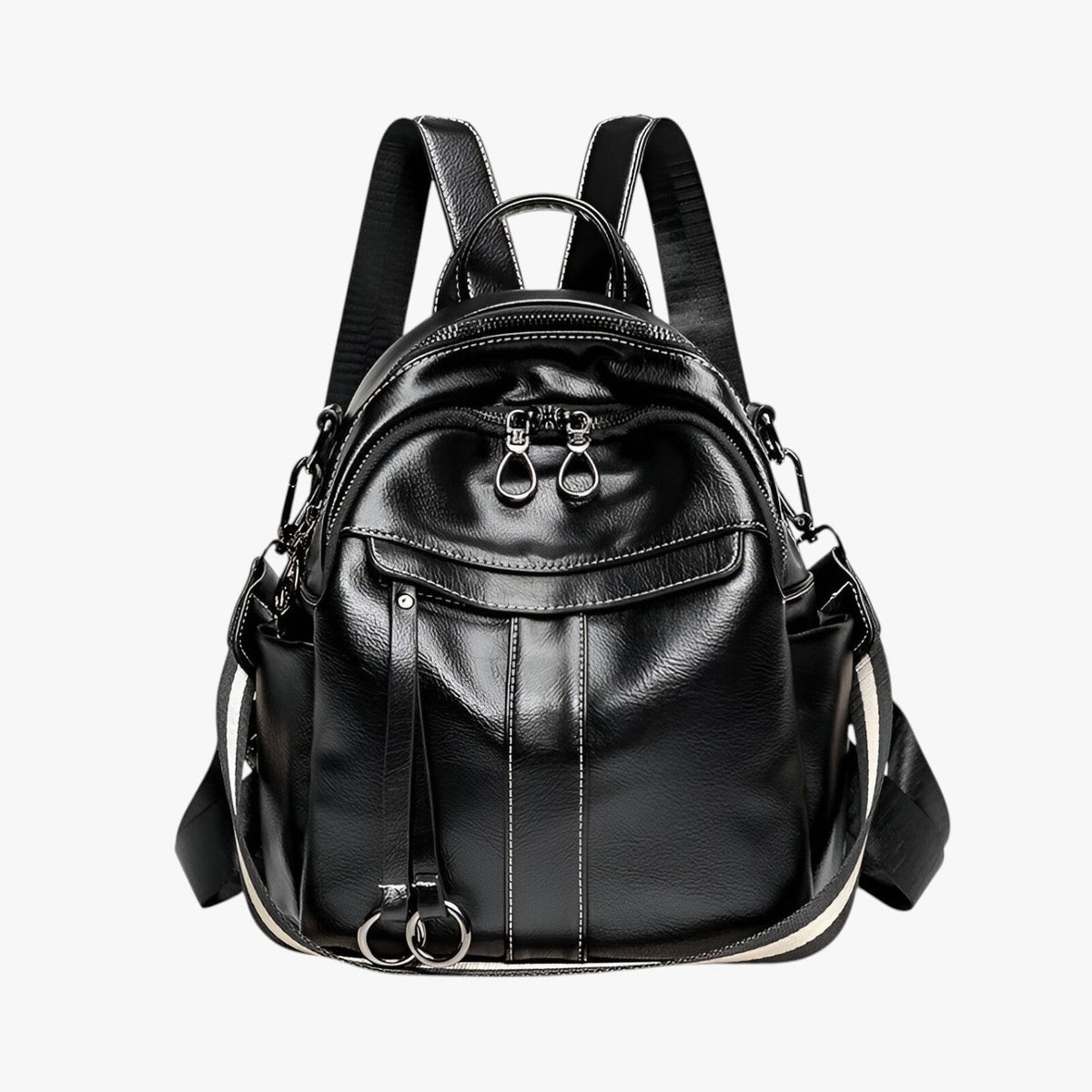 Retro Waxed-Look Water-Resistant PU Leather Backpack