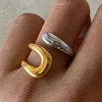 Open Gold-Tone U-Shaped Ring