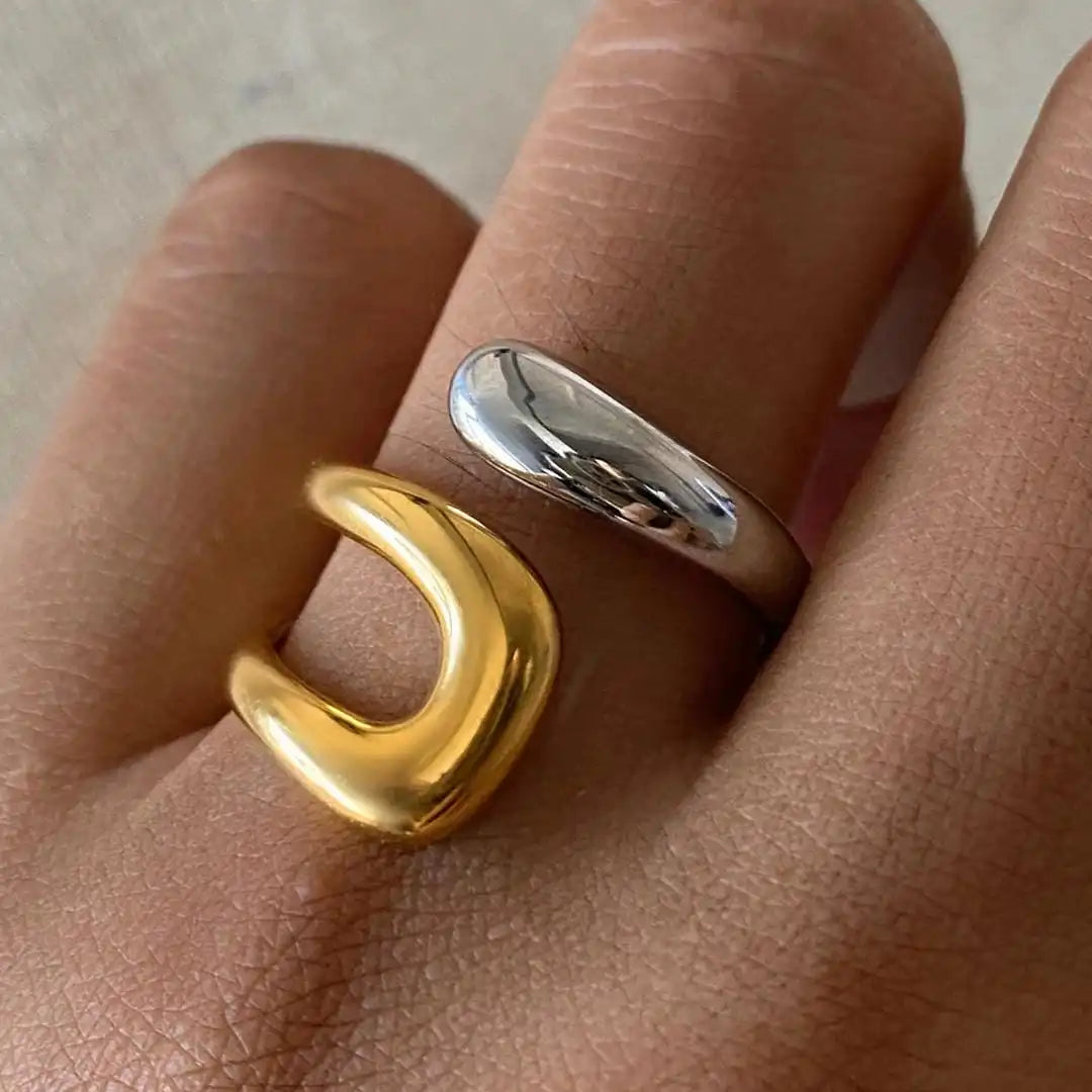 Open Gold-Tone U-Shaped Ring