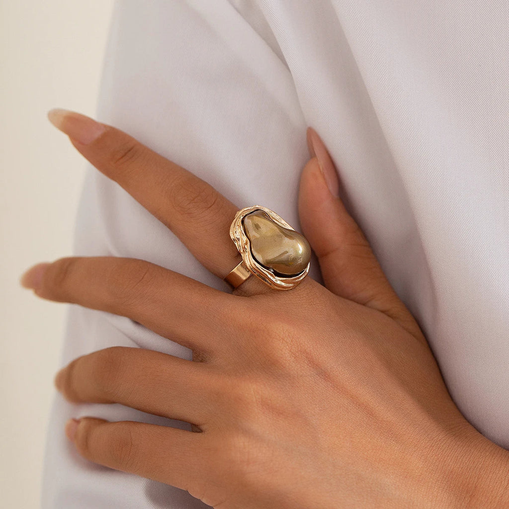 Chunky Baroque Pearl Cocktail Ring