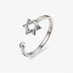 Adjustable Hexagonal Zircon Ring, Gold-Tone