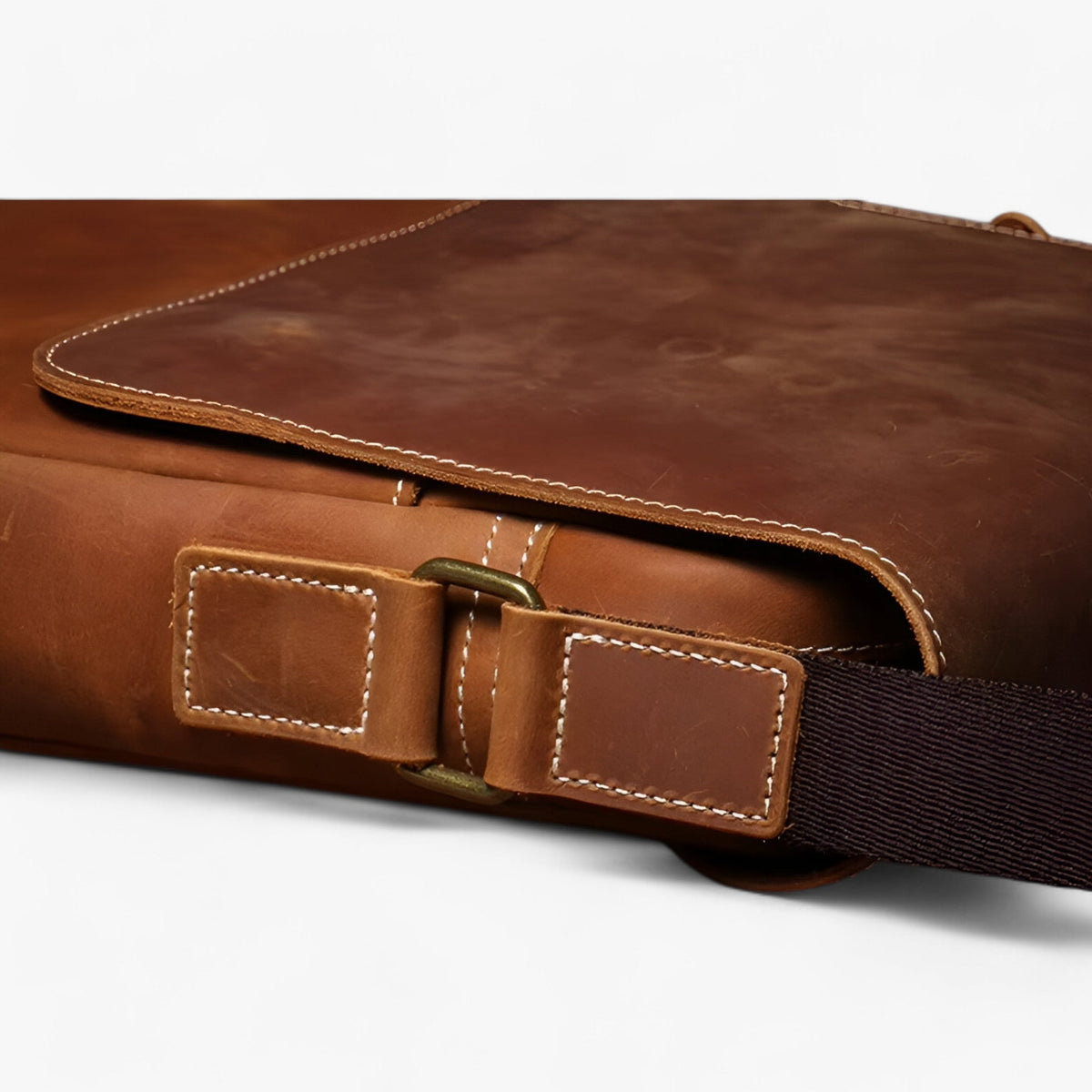 Compact Crazy Horse Leather Vintage Shoulder Bag