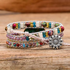 Kralenarmband van blauw calciet en agaat in regenboogkleuren