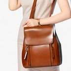 Slim Durable Leather Backpack for School and Work
