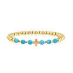 Turquoise kralenarmband met kruisbedel in vintagestijl
