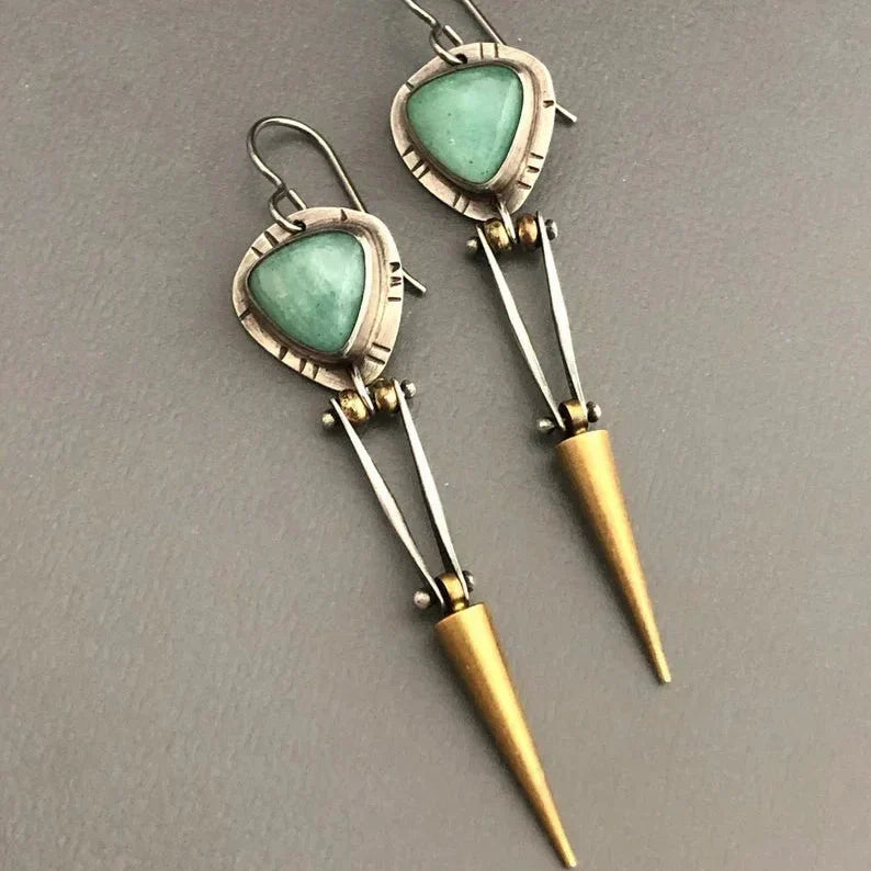 Ancient-Inspired Turquoise-Look Drop Earrings