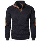 Quarter Button Knit Jumper with Suede Look Trim Details