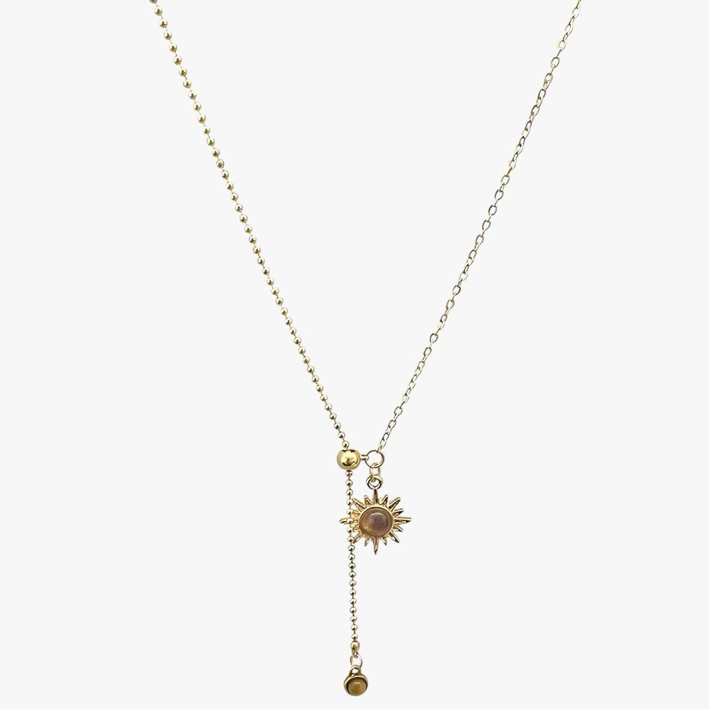 Sunflower Pendant Necklace with Tiger's Eye Stone