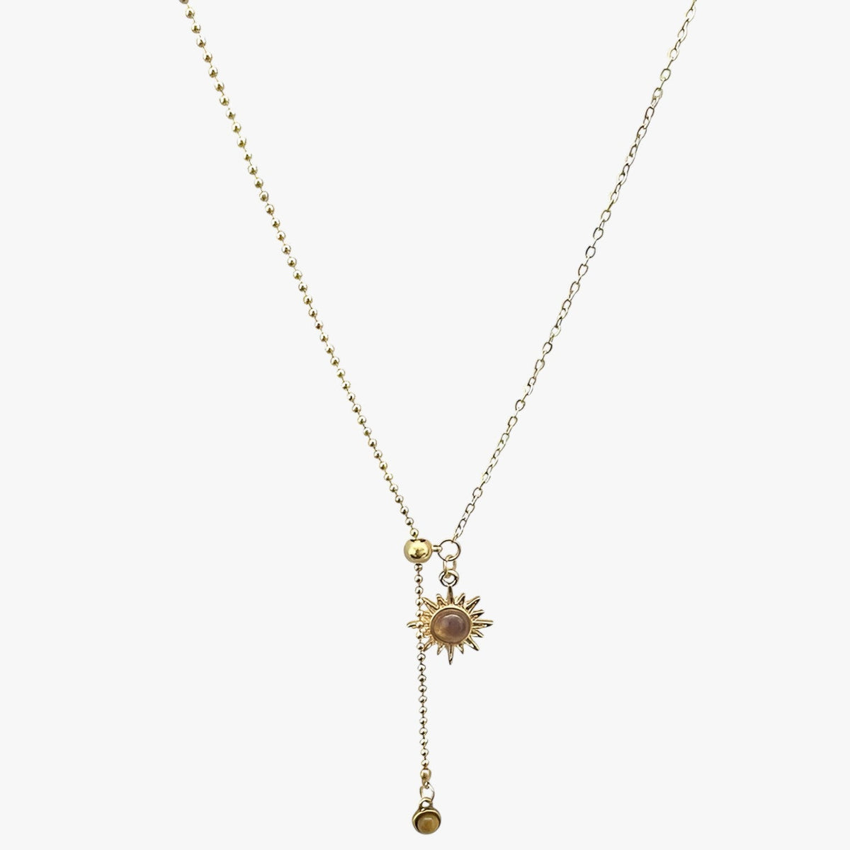 Sunflower Pendant Necklace with Tiger's Eye Stone