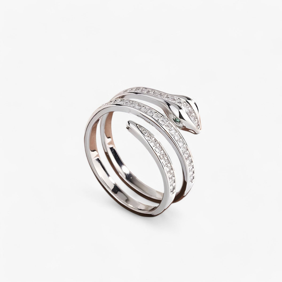 Adjustable Serpent Ring with Zirconia, Gold-Tone