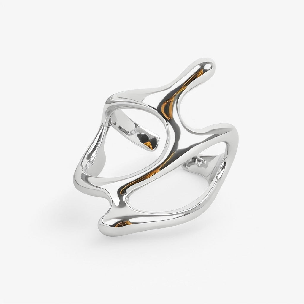 Adjustable Branch-Effect Ring in Silver-Tone