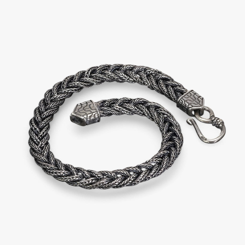 Handgeweven vossenstaartarmband in sterling zilver, 5 mm