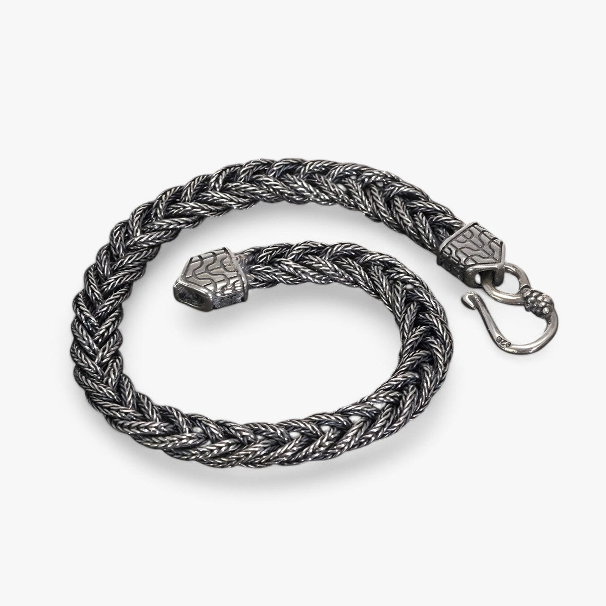 Handgeweven vossenstaartarmband in sterling zilver, 5 mm