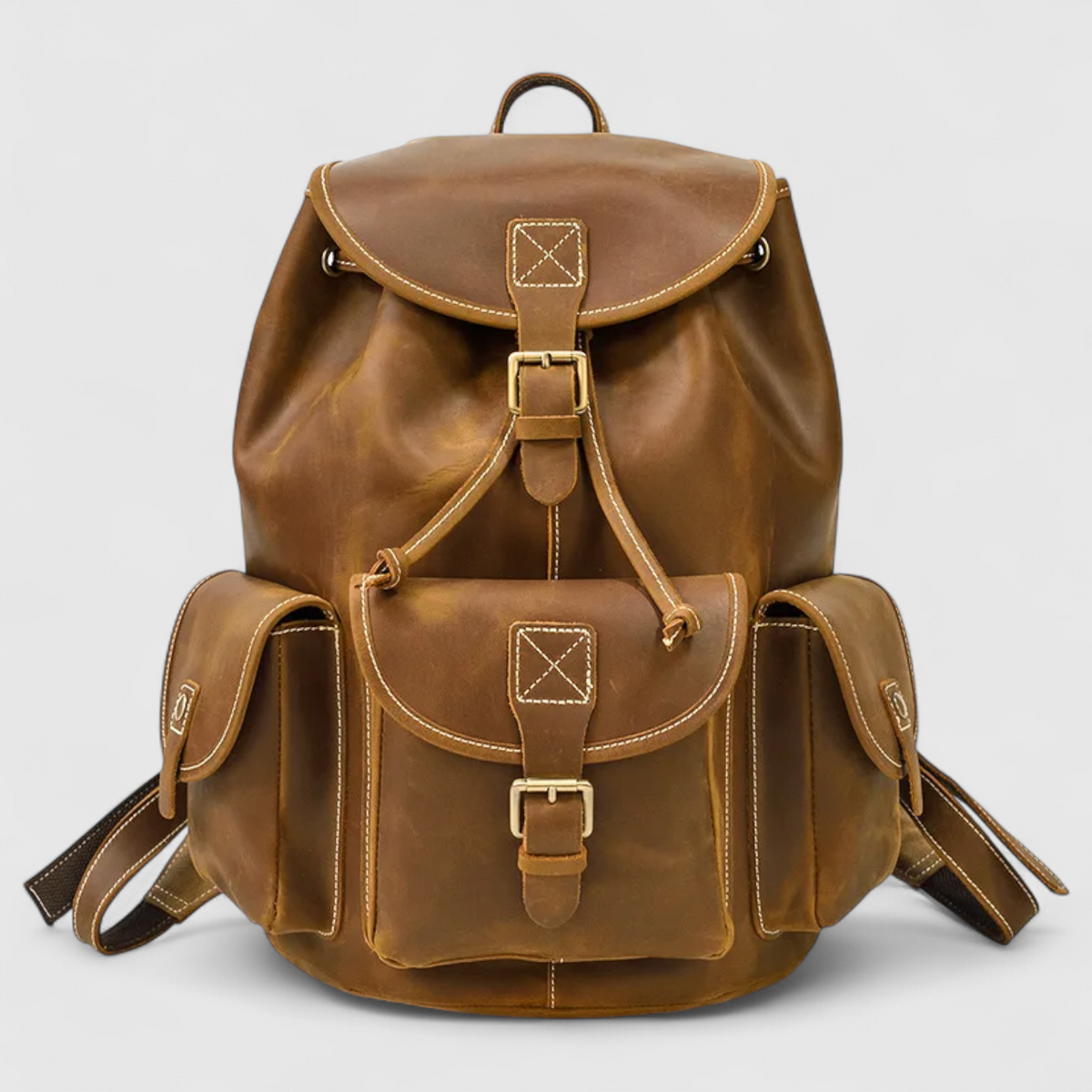 Premium Tanned Leather Backpack with Refined Finish