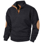 Quarter Button Knit Jumper with Suede Look Trim Details