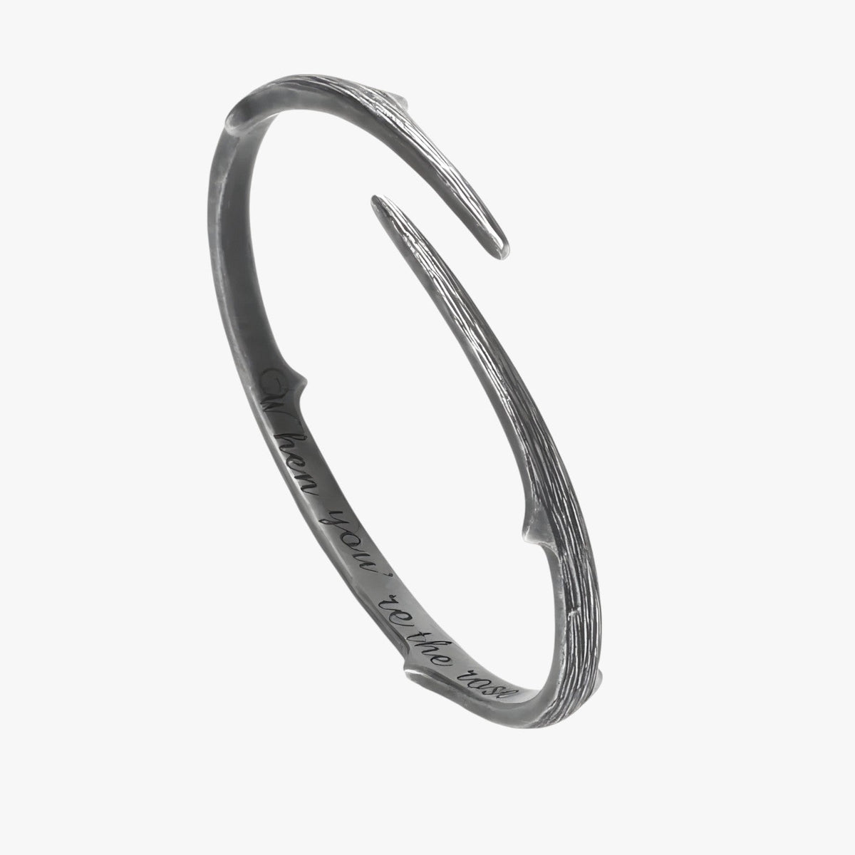 Rigid Cuff Bracelet in Silver Tone, Vintage Finish