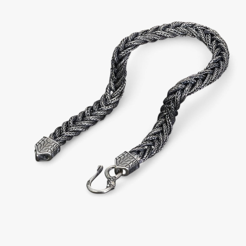 Handgeweven vossenstaartarmband in sterling zilver, 5 mm