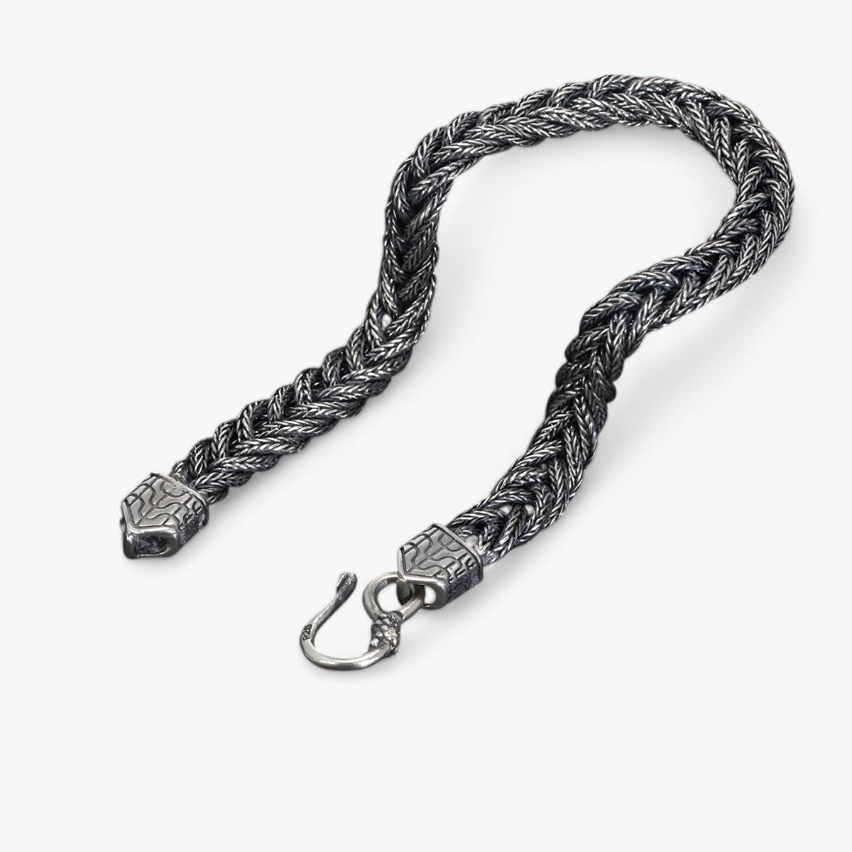 Handgeweven vossenstaartarmband in sterling zilver, 5 mm