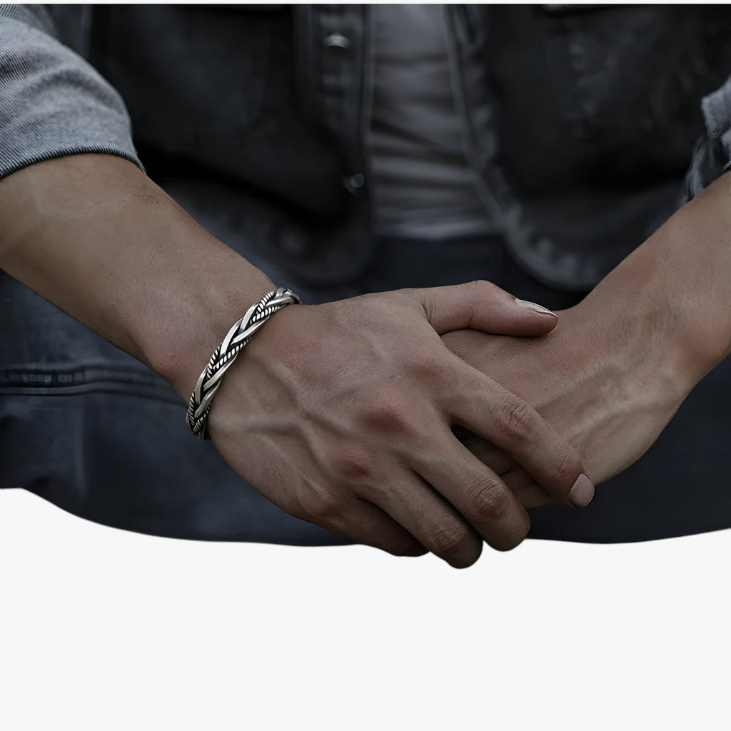 Gedraaide geweven armband in zilverkleur