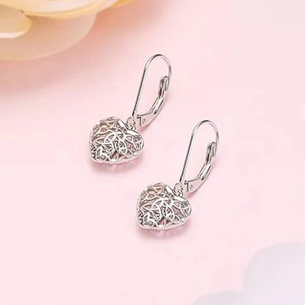 Silver-Tone Hollow Heart Earrings
