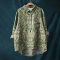 Floral Print Button-Down Blouse with High-Low Hem