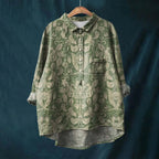 Floral Print Button-Down Blouse with High-Low Hem
