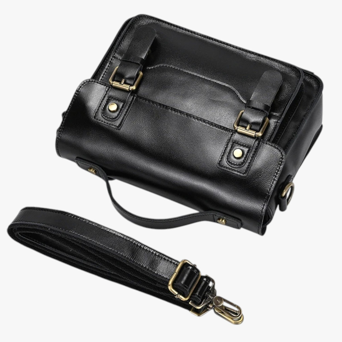 Unisex Anti-Theft Leather Shoulder Bag with Hidden Zips