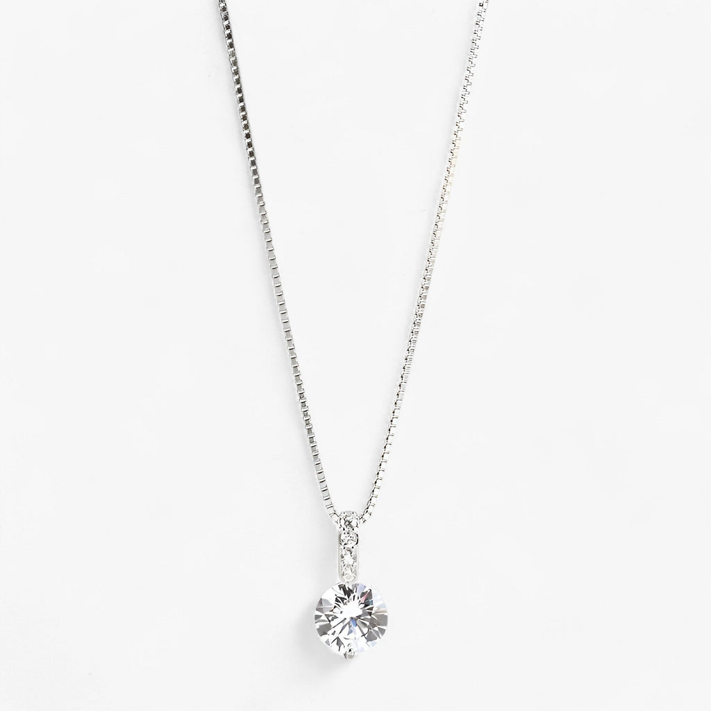 Silver-Plated Necklace with Round Zircon