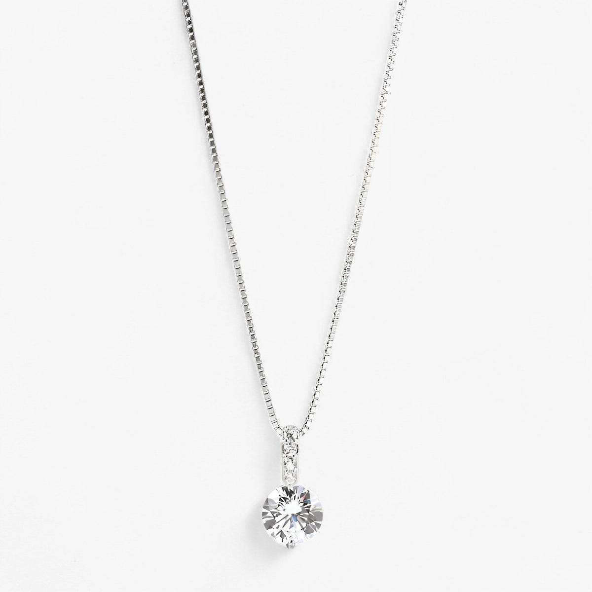 Silver-Plated Necklace with Round Zircon