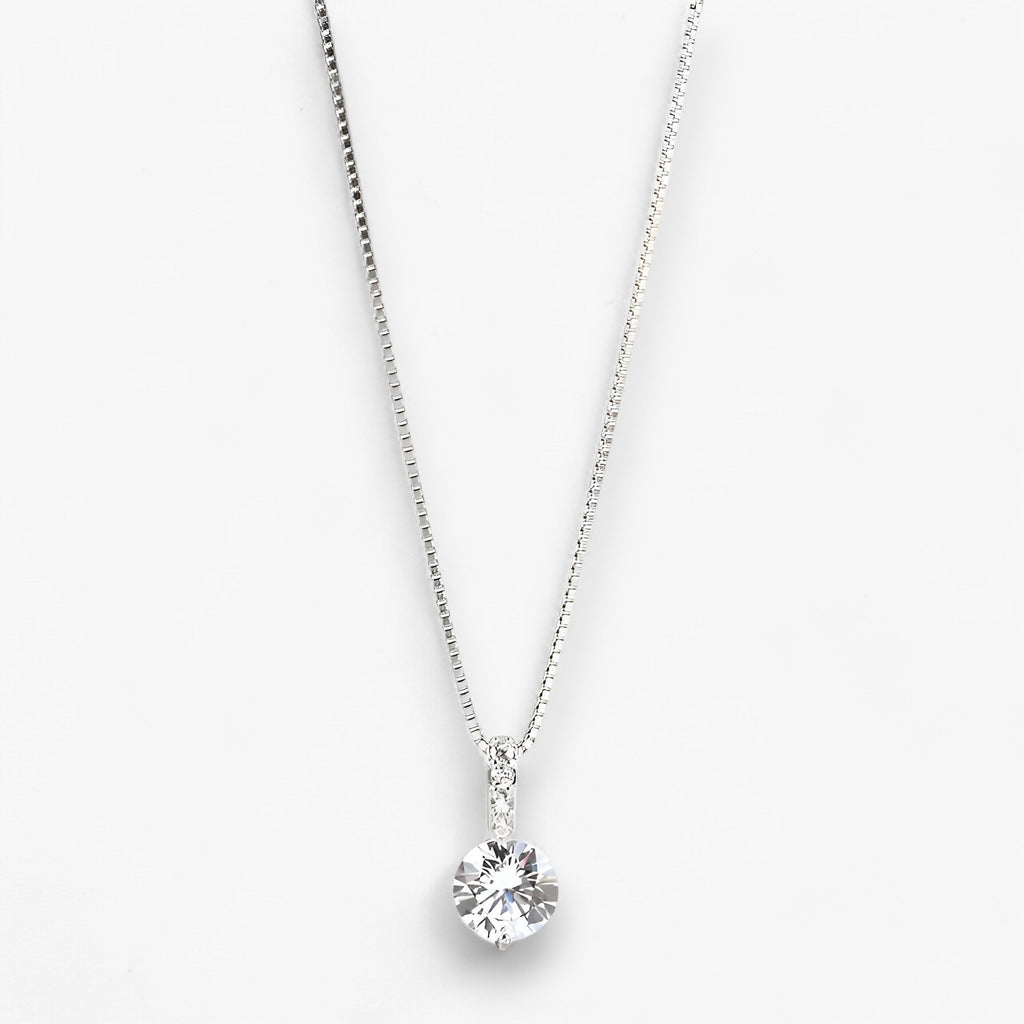 Silver-Plated Necklace with Round Zircon