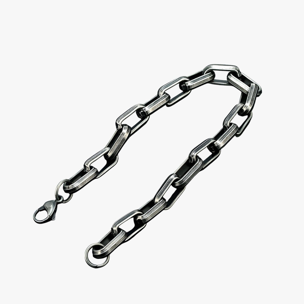 Zware stalen armband met brede schakels