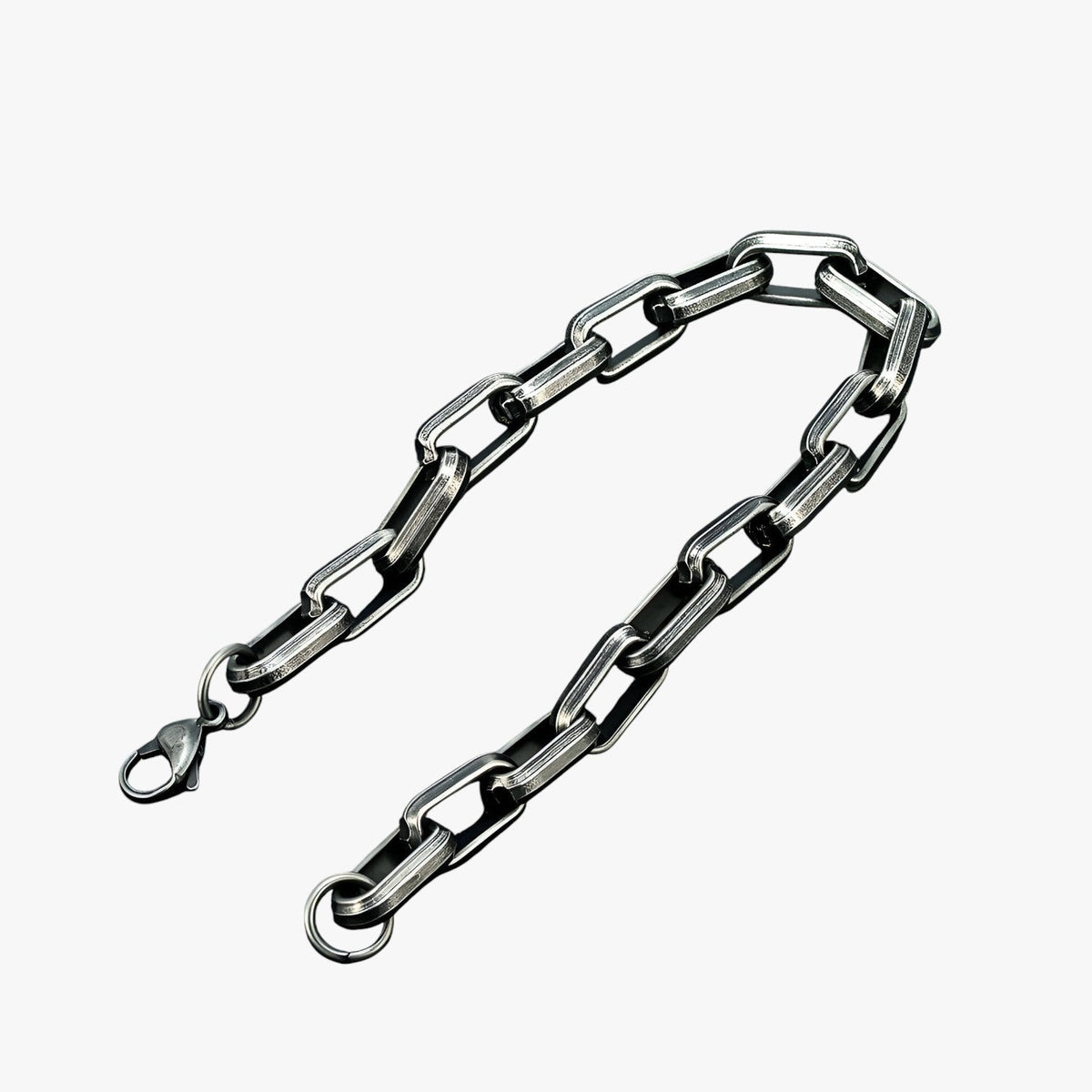 Zware stalen armband met brede schakels