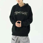 Knitted Hooded Jumper with Centipede Motif Down the Back