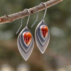 Sterling Silver Amber-Look Teardrop Drop Earrings