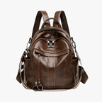 Retro Waxed-Look Water-Resistant PU Leather Backpack