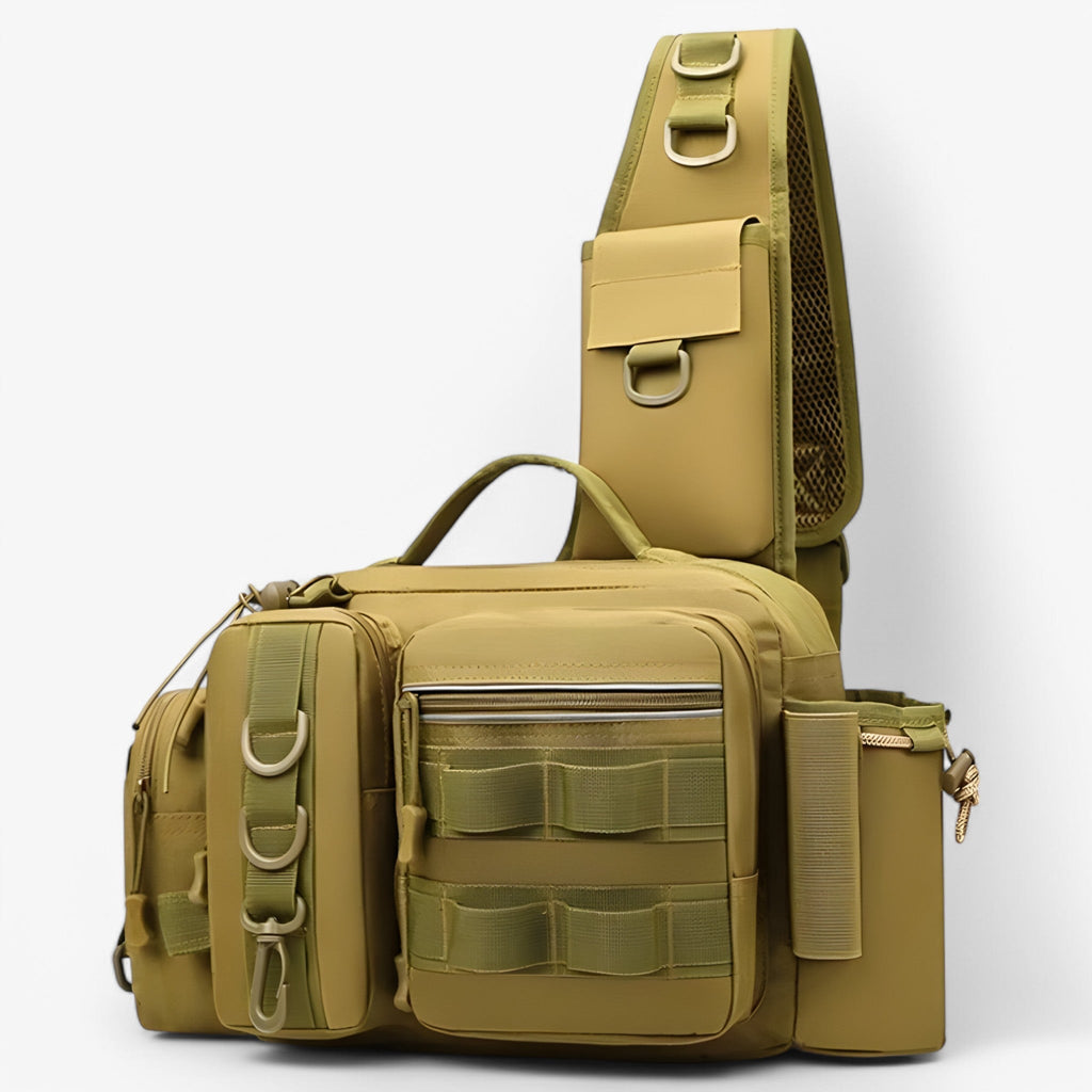 Two-Compartment Nylon Fishing Backpack with Rod Holder