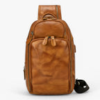 Men's Genuine Ox Leather Chest Bag with USB Charging Port