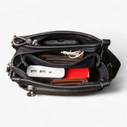 Soft Durable Black Leather Everyday Shoulder Bag