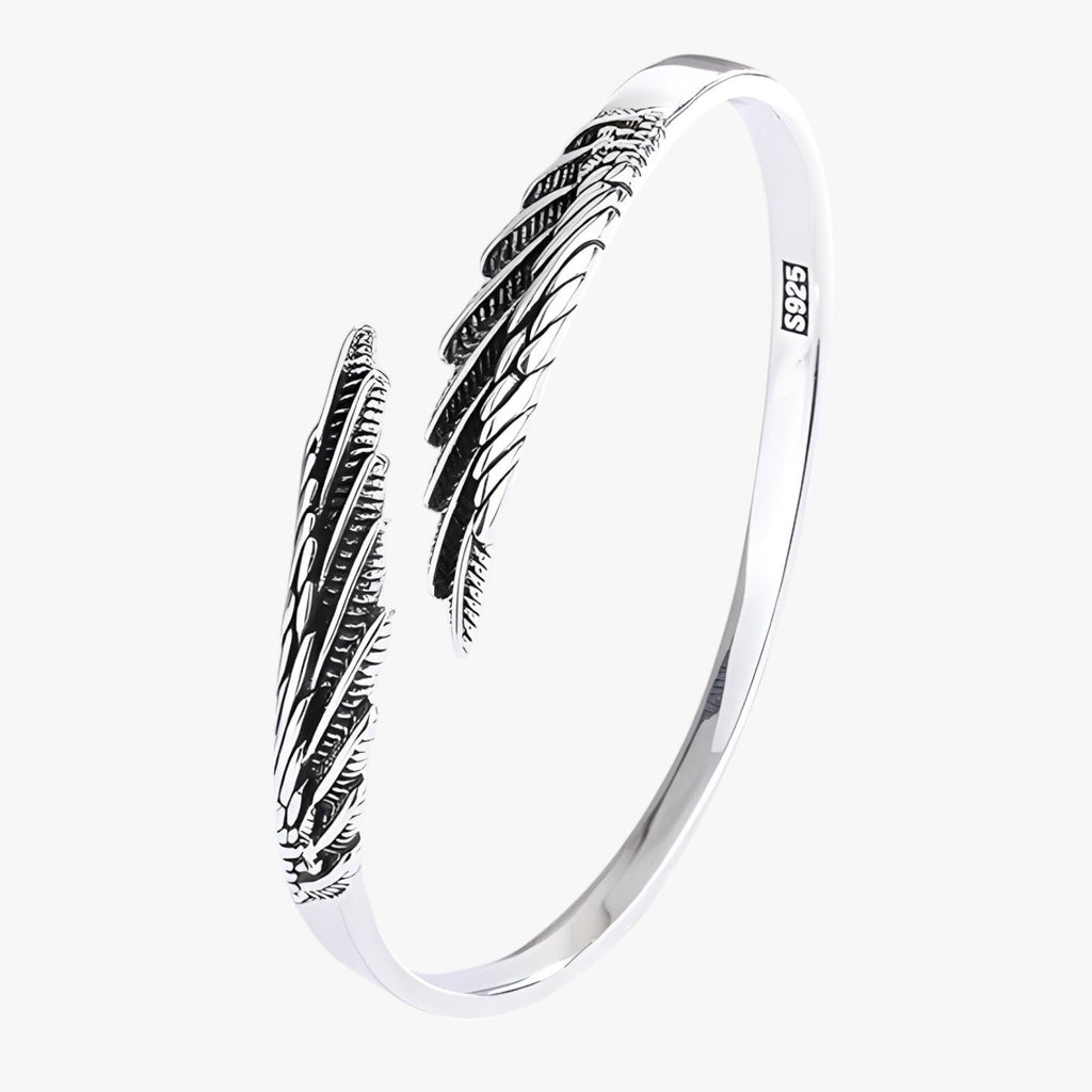 Sterling Silver Bracelet with Gold-Tone Feather Charm