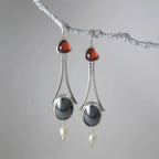 Silver-Tone Tri-Stone Pearl Drop Earrings