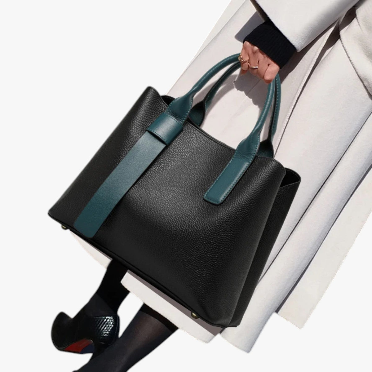 Soft Premium Calfskin Leather Black Shoulder Bag