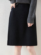 Ribbed Knit Midi Skirt with Side Slit