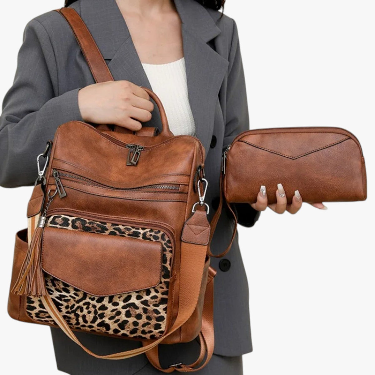 Elegant Soft Leather Backpack with Laptop Space