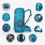 50L Waterproof Nylon Hiking Backpack with Rain Cover