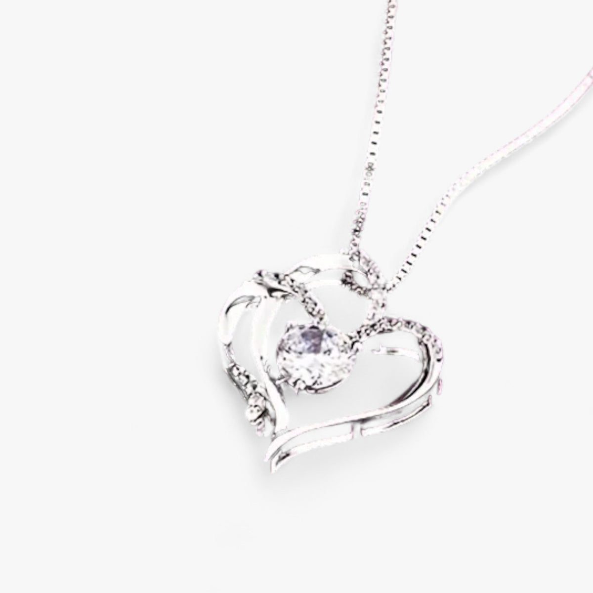 Zirkonia hartketting met geschenkdoos, 45 cm