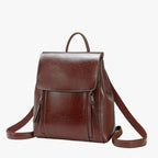 Slim Durable Leather Backpack for School and Work