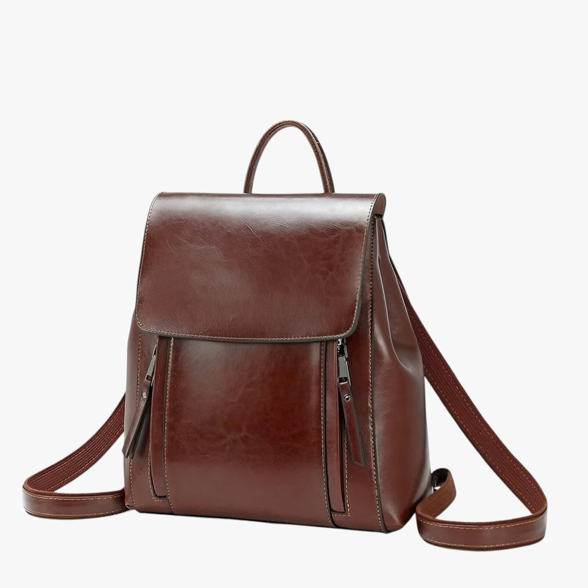 Slim Durable Leather Backpack for School and Work