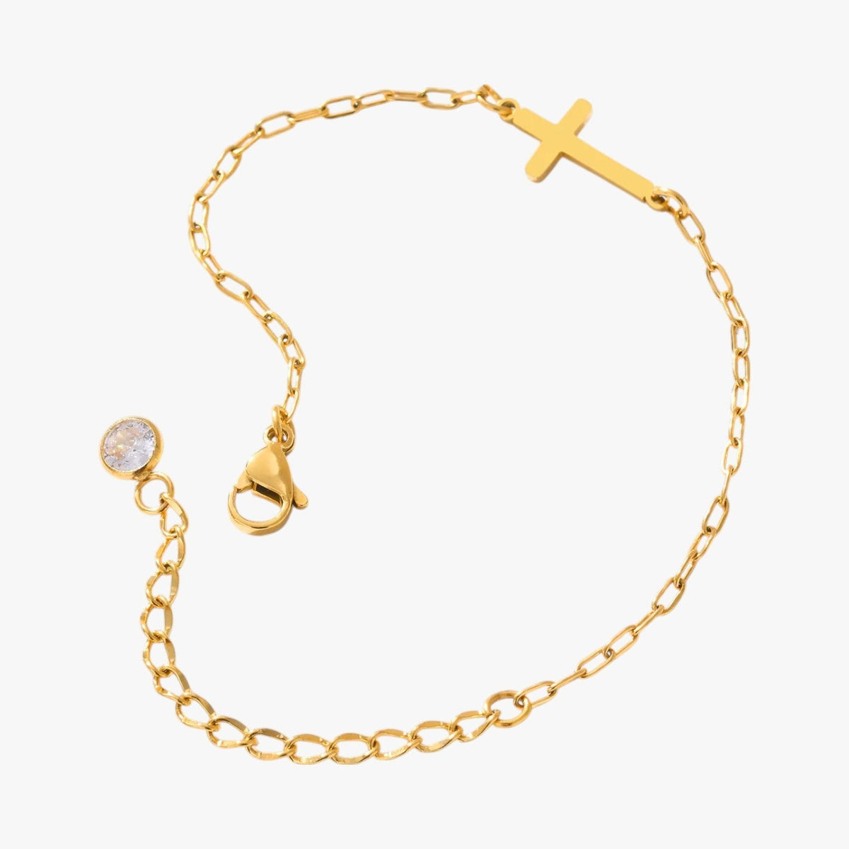 Armband met kruisbedel in waterdicht roestvrij staal