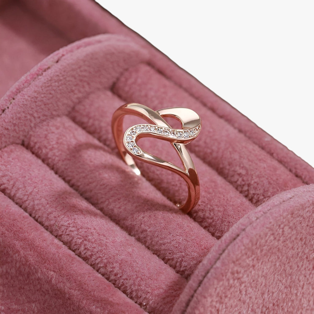 Rose Gold Tone Ring with Fine Zircon Stones